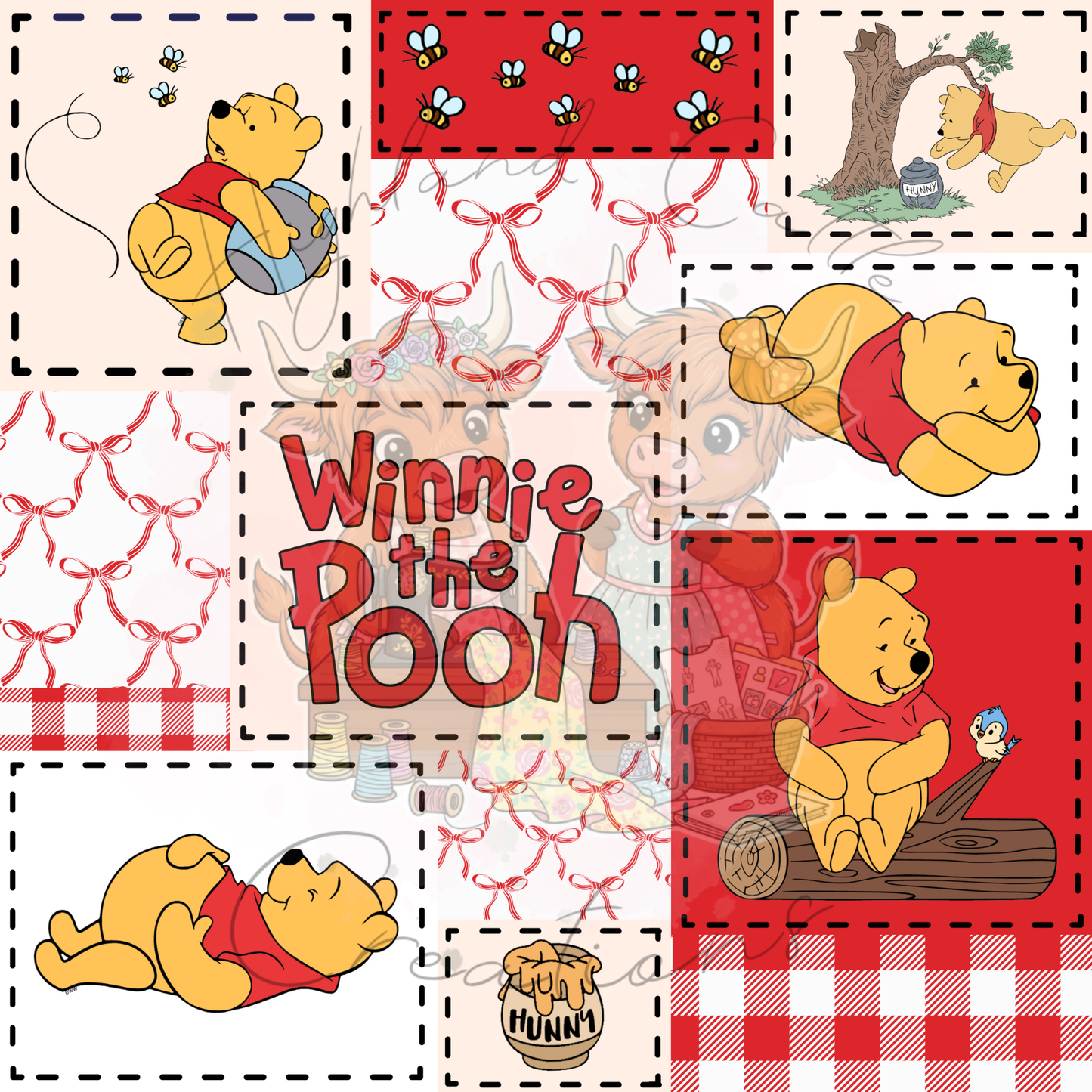 Pooh Red Patchwork